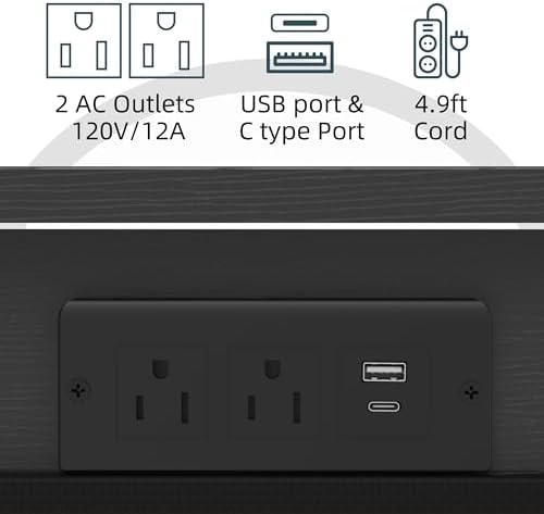 Adjustable Height Couch Table with USB-C Charging Station (Black) - Image 5