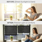 No Drill Blackout Roller Shades with Suction Cups, Portable Privacy Blinds for Indoor Windows, Temporary Pull Down Sun Shade Curtains for Home Office Cars Glass Door(25" Wx42 H) - Image 3
