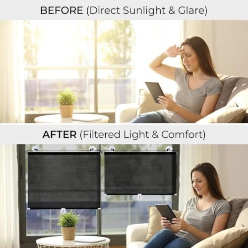 No Drill Blackout Roller Shades with Suction Cups, Portable Privacy Blinds for Indoor Windows, Temporary Pull Down Sun Shade Curtains for Home Office Cars Glass Door(30" Wx42 H) - Image 3