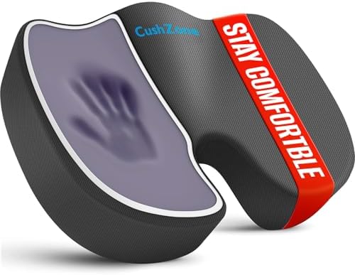 CushZone Memory Foam Seat Cushion for Office Car & Wheelchair, Gray by CushZone