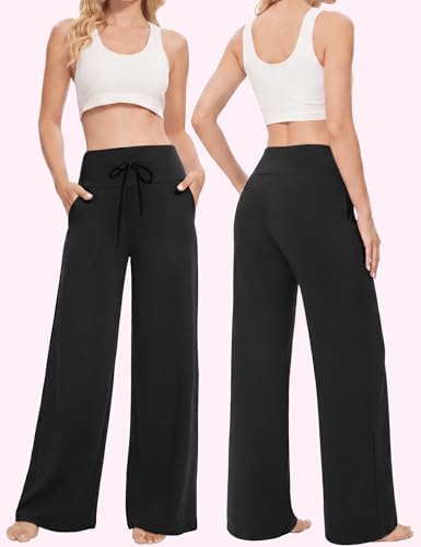 Showitty Wide Leg Pants for Women with Pockets, High Waist Yoga Lounge - Image 2