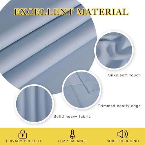 NICETOWN Blackout Curtains for Sliding Glass Door Room Divider Noise Reduce Curtain Panel Portable Window Screen Sliding Partition, W100 x L102 inches, 1 Panel, Vintage Blue - Image 2