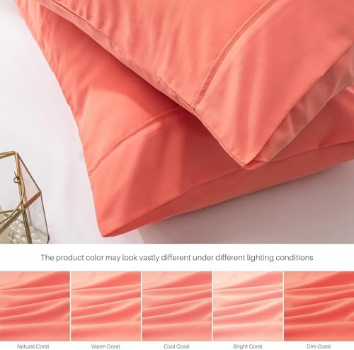 Kamas Egyptian Cotton Sateen Weave Pack of 2 Extra Large Pillowcase to Fit Your Oversized Pancake Large Huge & Gusseted Pillows (Coral, Queen Oversize - 23x34) - Image 3