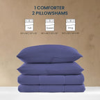 SLEEP ZONE King Size Comforter Set, Breathable Jersey Knit Soft Duvet Insert Set 3 Pieces Bedding Sets for Bedroom All Season, Navy - Image 6