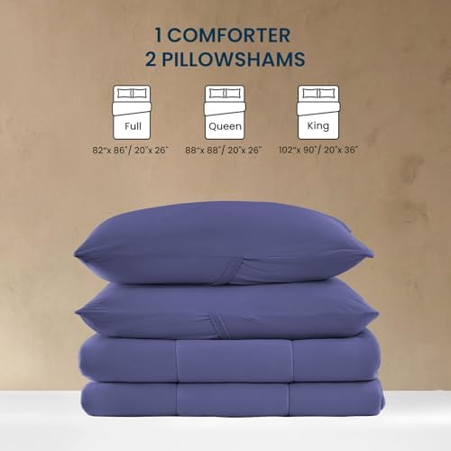 SLEEP ZONE King Size Comforter Set, Breathable Jersey Knit Soft Duvet Insert Set 3 Pieces Bedding Sets for Bedroom All Season, Navy - Image 6