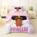 Erosebridal Black Girls Toddler Bedding Set Rainbow Princess Magical Comforter Set for Nursery Kids African American Quilt Black Princess Girl Duvet Insert Pretty Little Girls Inspirational Bed Set by Erosebridal