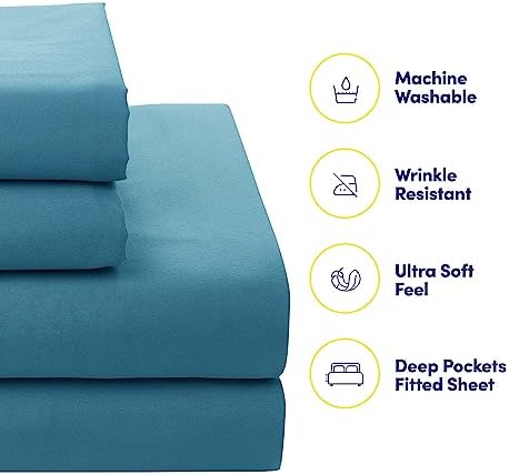 Sweet Home Collection 7 Piece Comforter Set Bag Solid Color All Season Soft Down Alternative Blanket & Luxurious Microfiber Bed Sheets, Marino, Twin - Image 3