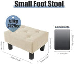 BRIAN & DANY Small Foot Stool, Linen Foot Stools with Legs, Stable Small Footstool for Living Room, Beige - Image 3