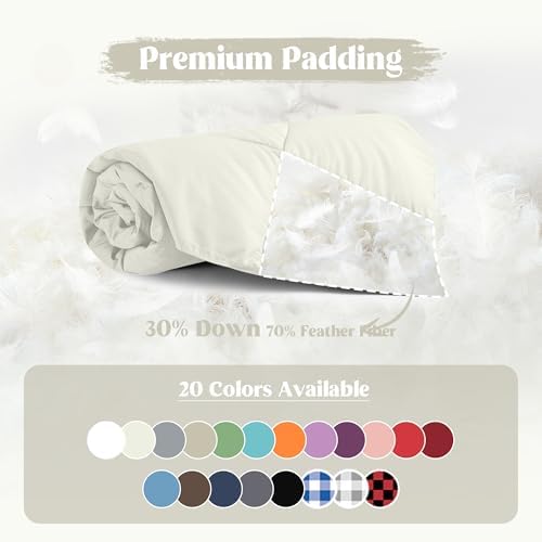 puredown® Soft Feather Down Throw Blanket Lightweight Packable Couch Throw for Indoor and Outdoor Use, Throw 50"X70", Ivory - Image 3