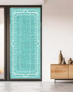Window Privacy Film Frosted, Turquoise Botanical Non-Adhesive Static Cling Window Tint, Vintage Florals Geometric Minimalist Insulated Windows Frosted Films for Living Room, 35.4 x 78.7 Inches - Image 5