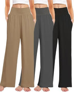 Kivdol 3PACK Women's Casual Loose Wide Leg Cozy Pants Yoga High Waisted Sweatpants Comfy Lounge Pants with Pants with Pockets by Kivdol