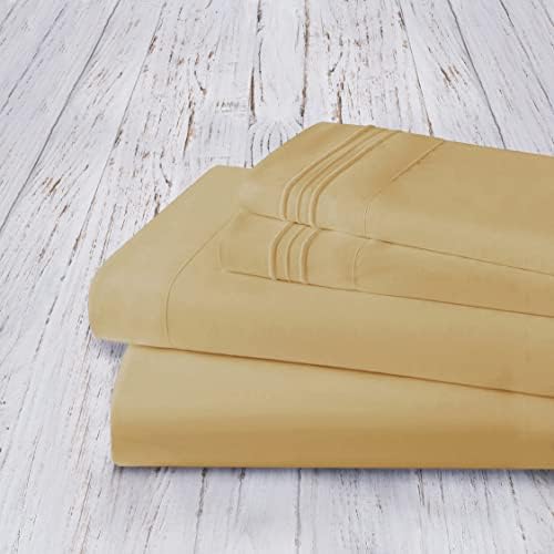 Mocassi Full Sheet Set - Luxury Hotel 1800 Premier Bedding Sheets & Pillowcases - Ultra Soft Breathable & Cooling Bed Sheets - Deep Pocket - Wrinkle Resistant - 4 Piece Set - Full, Gold - Image 4