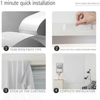 Blackout Curtains for Bedroom Sticky Curtain Blackout Window Cover Self Adhesive Curtains Rod No Drillng, 47" W X 71" L, Light Grey, 2 Panels - Image 5