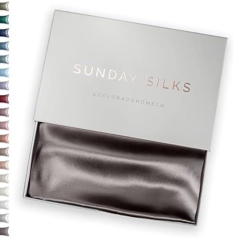 SUNDAYSILKS™ | Silk Pillow Cases | 100% Pure Silk Pillowcase | All Sides 22 Momme Highest Grade 6A Real Silk Pillowcase for Hair & Skin, Queen King Mulberry Silk Pillow Case, Zipper [Charcoal Essence] by ColoradoHomeCo