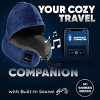Bluetooth Music Semicircular Neck Pillow with Hood Wireless Bluetooth Speaker Suitable Airplane,Car,Office,and Outdoor Camping for Sleeping, Resting The Best Travel Essentials. (Navy Blue) - Image 3