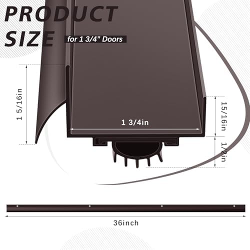 1 Pcs Morningro 36 Inch U Shape Aluminum Door Sweep with Drip Cap, Brown - Image 2