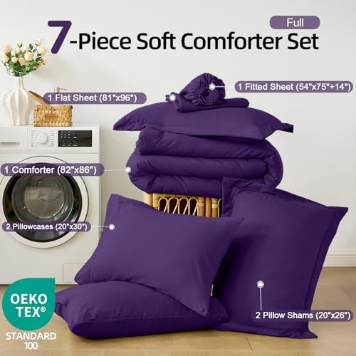 FUANNA Full Comforter Set 7 Pieces, Luxury Bed in a Bag Soft Bedding Sets - Image 5