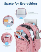 BAGSMART 17.3 Inch Large Travel Backpack, Carry On Flight Approved, Pink - Image 2