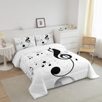 Erosebridal Girls Musical Notes Down Comforter, Kids Musical Staves Pattern Comforter Set King Size, Music Theme Hip Hop Bedding Set for Boys Teens Women, Modern Simple Quilted Duvet, Black White - Image 3