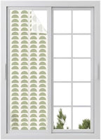 Window Privacy Film Frosted, Sage Green Boho Reusable Static Cling Window Tints, Middle Century Geometric Abstract Art Heat Control Windows Films for Offices, Balcony, 29.5 x 118 Inches by Unknown