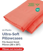 Queen Pillow Cases - 10 Pack Soft Pillowcase Covers - 20" x 30" (Coral) - Image 2