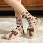 Jeiento Winter Fuzzy Slipper and Crew Socks for Women,Adult Slip-on Close Toe House Slipper,Flat Comfort home Slides - Image 2