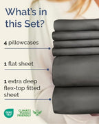 Flex Top Split Head King 6 Piece Sheet Set - Soft & Cooling - Charcoal - Image 2