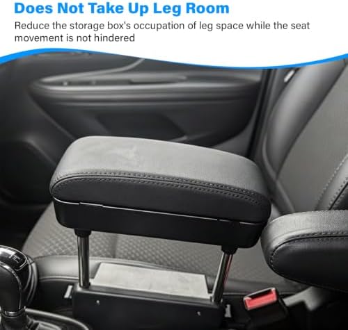 FEXON Car Armrest Storage Box, Adjustable Height Seat Gap Organizer, Black - Image 2