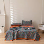100% Cotton Muslin Blanket Jacquard Floral Ginkgo Leaves Print Quilt, Soft Bed Cover 3 Layers Reversible Bedspread Coverlet Breathable Lightweight Bedding Twin(59"x94"), No Pillow Sham - Image 5