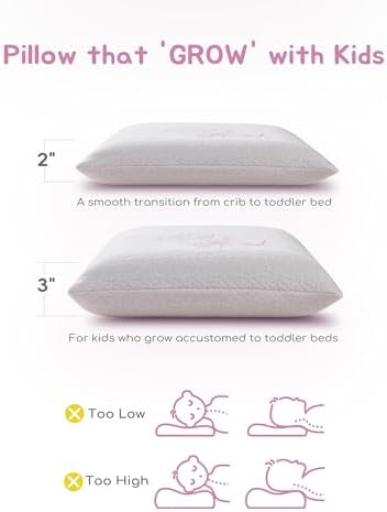 Toddler Pillow, Adjustable Memory Foam Small Pillow for Toddler 2 Years & Above, 13” x 18” Mini Size for Kid Sleeping, Napping or Traveling, Washable No Zipper Pillowcase, Pink - Image 2