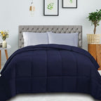 SUPERIOR All Season Reversible Down Alternative Comforter, King, Navy Blue - Image 2