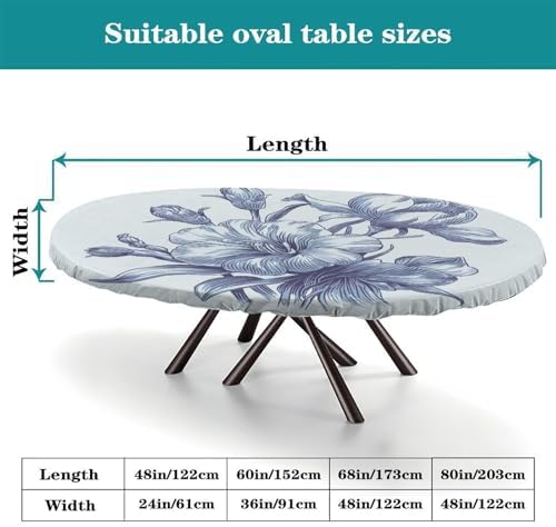Tablecloths Oval, Plaid Pattern Printed on Elastic Table Covers, for Home & Daily Use Nightstands, Fits for 52" x 70" Oval Tables - Image 4