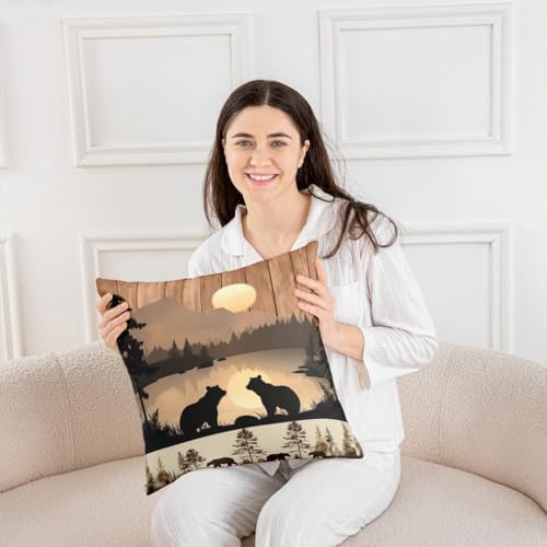 Erosebridal Rustic Cabin Throw Pillow Covers 24x24 Set of 2 Farmhouse Country Bear Cushion Cover Hunting Theme Forest Wild Animal Throw Pillow Case for Bed Couch Sofa Western Country Home Decor - Image 4