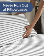 King Pillow Cases - 8 Pack Pillowcase Covers - 20" x 40" (Grey Stripes) - Image 5