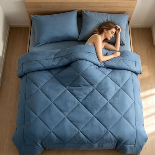 2 in 1 All Season Microfiber Duvet, Lightweight Breathable Bed Comforter, B - Image 4