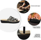 Women's Comfort Leather Slides Lightweight Flat Sandals Cute Slip On Casual Walking Slippers - Image 5