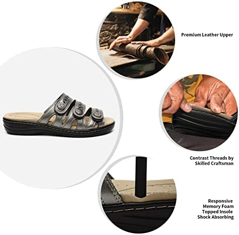 Women's Comfort Leather Slides Lightweight Flat Sandals Cute Slip On Casual Walking Slippers - Image 5