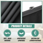 Tegeme 1 Pack Portable Blackout Travel Curtains 51" W x 118" L Black Adjustable Blackout Window Covers with Suction Cups No Drill Black Out Window Shade Light Blocker for RV Bedroom Nursery Dorm Use - Image 3