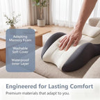 Ergonomic Contour Memory Foam Back Support Pillow for Reading&Bed Rest,Lumbar Support Pillow for Bed,Neck Support Pillow,Comfort Daily Relax Cushion (Dual Grey + Pillow, 22.83 × 14.96 × 9.06 inches) - Image 4