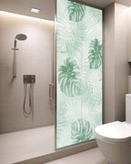 Window Privacy Film Frosted, Mint Green Palm Trees Tropical Static Cling Door Window Covering, Summer Beach Botanical UV Blocking Windows Film for Office, Hotel, Bedroom, 29.5 x 78.7 Inches - Image 3