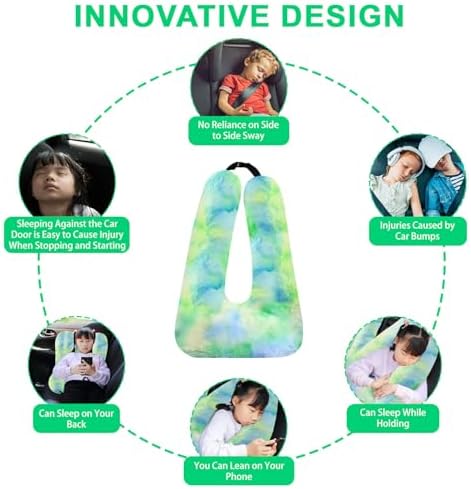 Travel Pillow, Travel Pillow for Kids, Sleeper Hold Pillow Travel, Removable U-Shaped Pillow for Adults and Children to Support Head and Body in The Back Seat of Long Car Trips (DCGreen) - Image 5