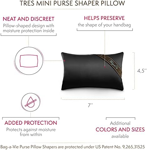 Bag-a-Vie Handbag Shaper Pillow Luxury Handbag & Purse Shaper - [Tres Mini] 7' x 4.5' - Fits Mini Flap and Clutches - Black - Image 4