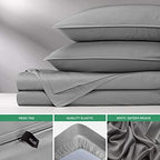 Pure Bamboo Twin XL Sheets, Genuine 100% Organic Viscose Derived from Bamboo Bed Sheet Set, Luxuriously Soft & Cooling, Double Stitching, 2 Year Quality Promise (Twin XL, Stone Grey) - Image 6