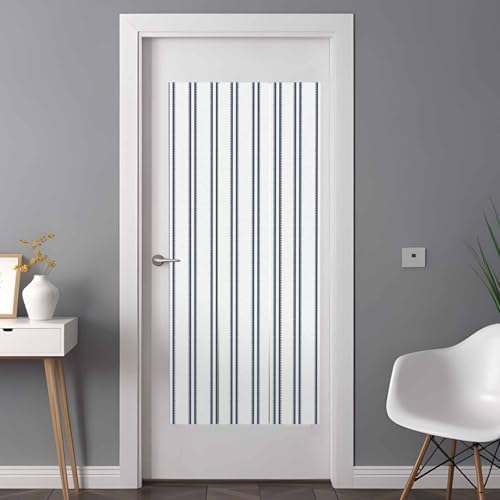 Window Privacy Film Frosted, Navy Blue Striped Non-Adhesive Static Cling Window Tint, Modern Vertical Stripes Minimalist Insulated Windows Frosted Films for Living Room, 35.4 x 78.7 Inches - Image 3