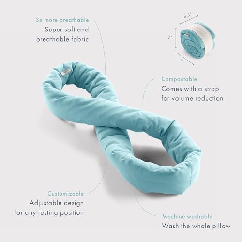 Huzi Infinity Pillow Mini - Kids Travel Neck Pillow - Machine Washable - Home Travel Flight Road Car Train Trips (Airy Blue) - Image 2
