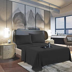 Mocassi Queen Sheet Set - Luxury Hotel 1800 Premier Bedding Sheets & Pillowcases - Ultra Soft Breathable & Cooling Bed Sheets - Deep Pocket - Wrinkle Resistant - 4 Piece Set - Queen, Black - Image 3