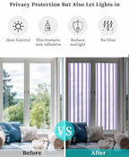 Window Privacy Film Frosted, Purple Striped Reusable Static Cling Window Tints, Farmhouse Vertical Stripes Geometric Heat Control Windows Films for Offices, Balcony, 29.5 x 118 Inches - Image 6