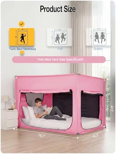 ANC POP Portable Bed Tent, Blackout Privacy Canopy with 3 Doors & Breathable Mesh, Large Space for Adults, Indoor Sleeping Shelter for Dorms/Shared Rooms - Image 2