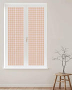 Window Privacy Film Frosted, Cream Buffalo Plaid Reusable Static Cling Window Tints, Modern Farmhouse Peach Pink Checkered Heat Control Windows Films for Offices, Balcony, 29.5 x 118 Inches - Image 2