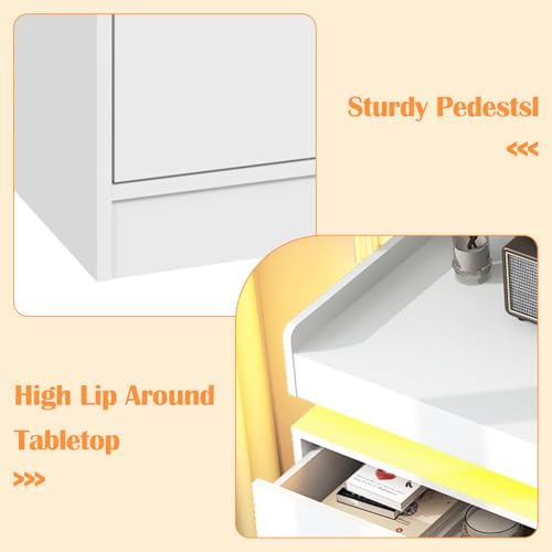 jiteentarou 7 Drawer Dresser with Charging Station and LED Lights, Modern Chest of Drawers with Power Outlet, Organizer Cabinet for Bedroom, Living Room, Entryway, White - Image 5